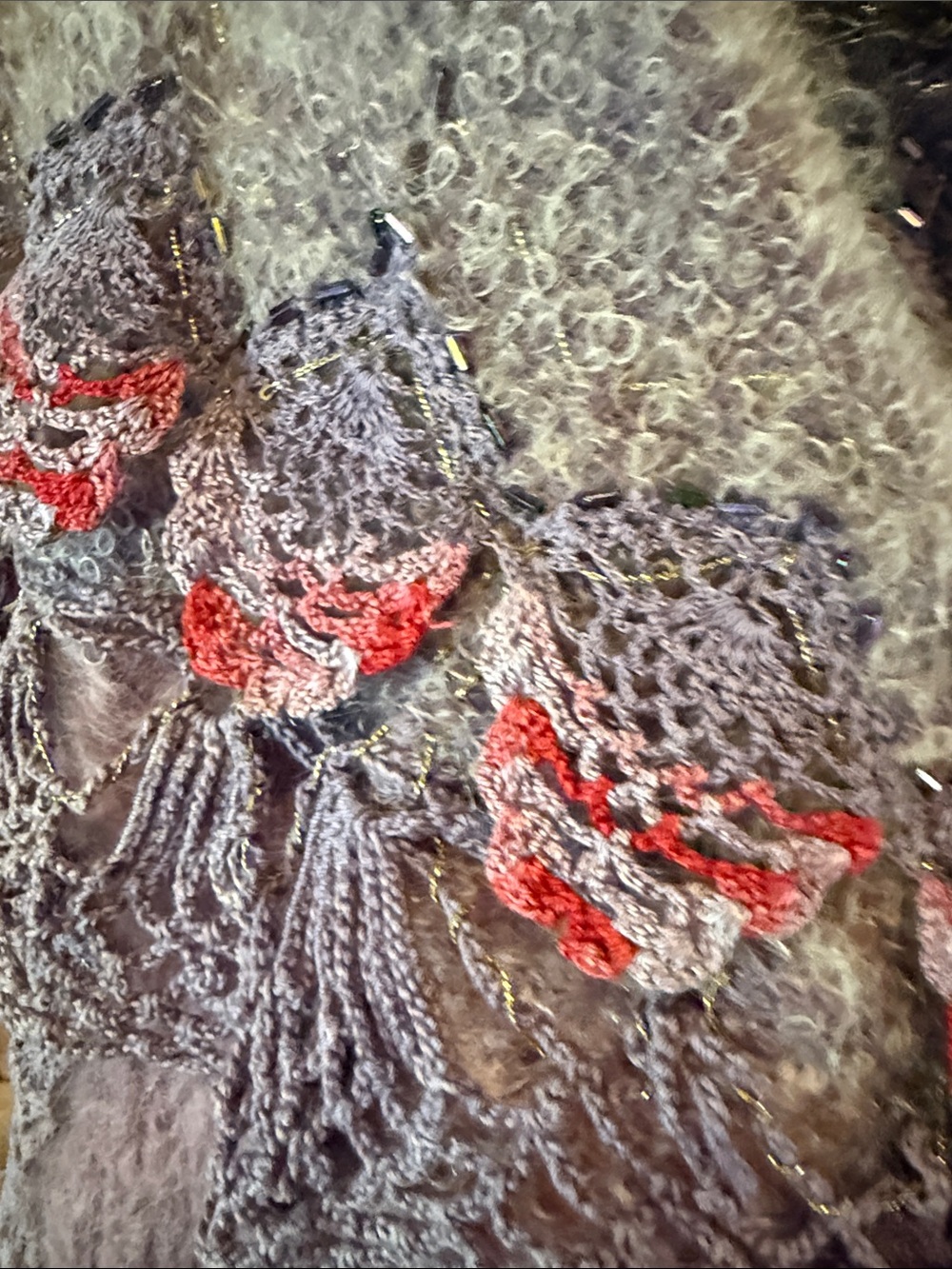 Vintage Cache handmade Lavender Boho Embellished beaded crochet Crewneck Sweater - Picture 5 of 14